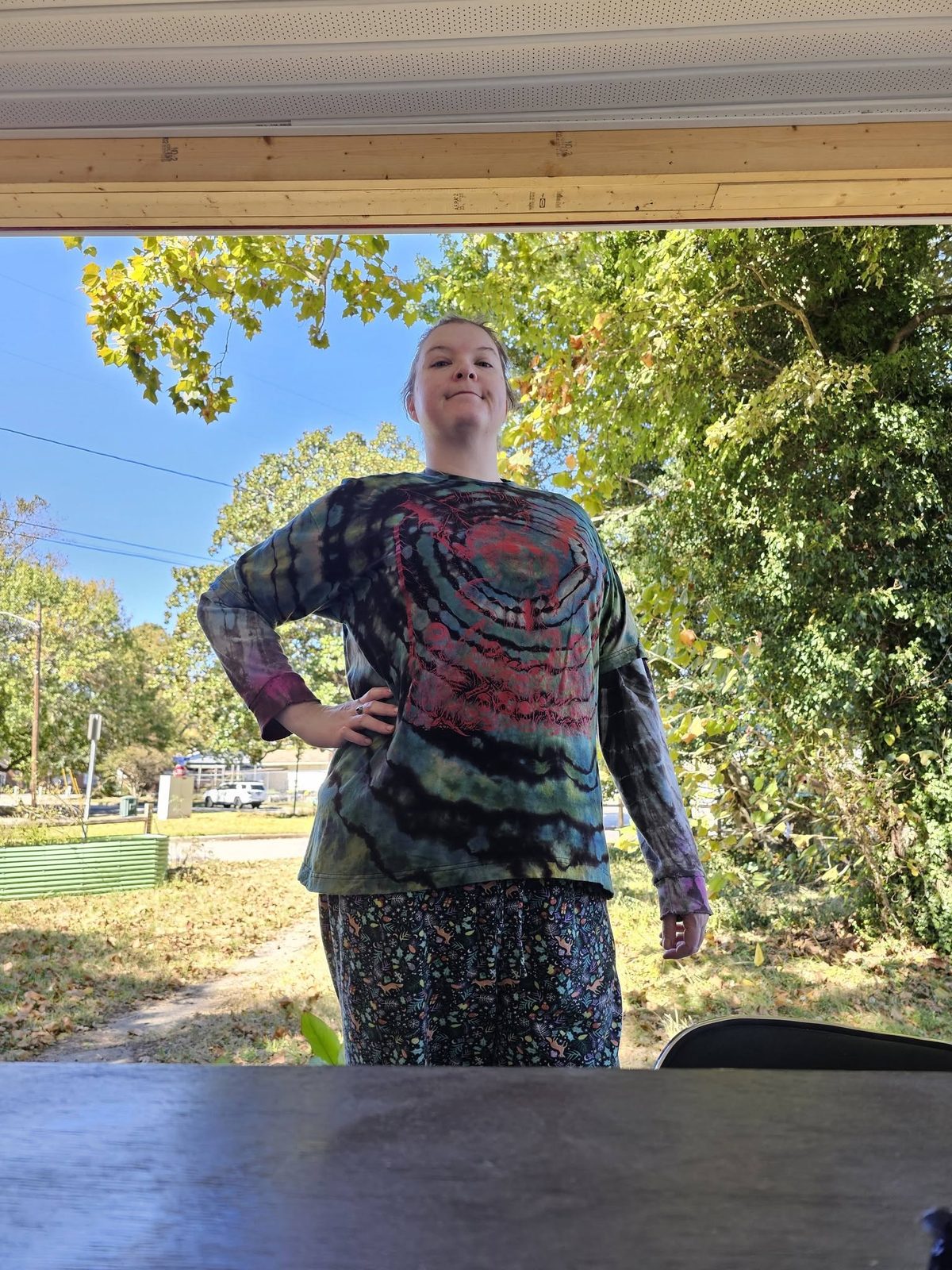 Customer wearing a SnowyBones tie-dye