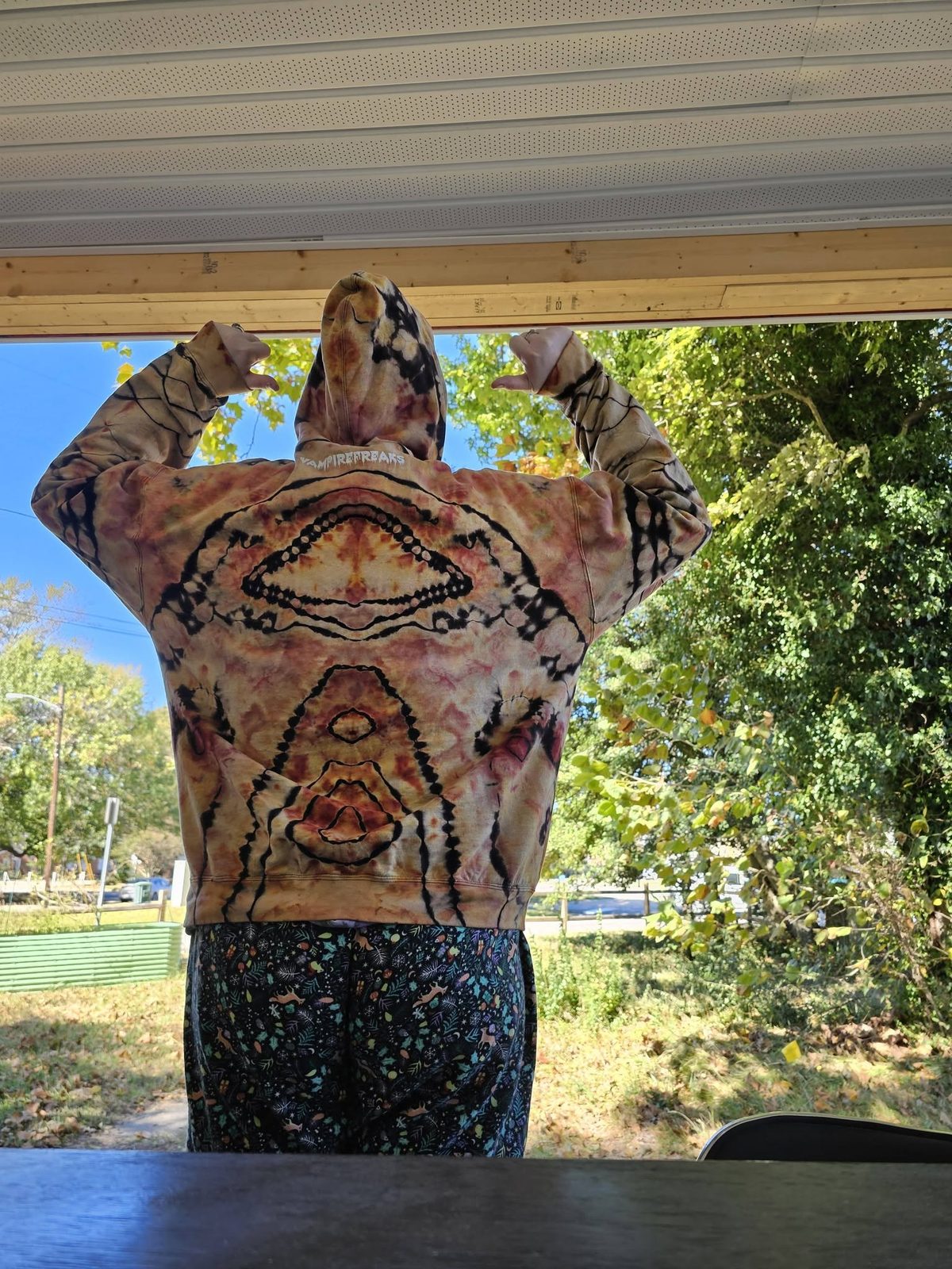 Customer wearing a SnowyBones tie-dye
