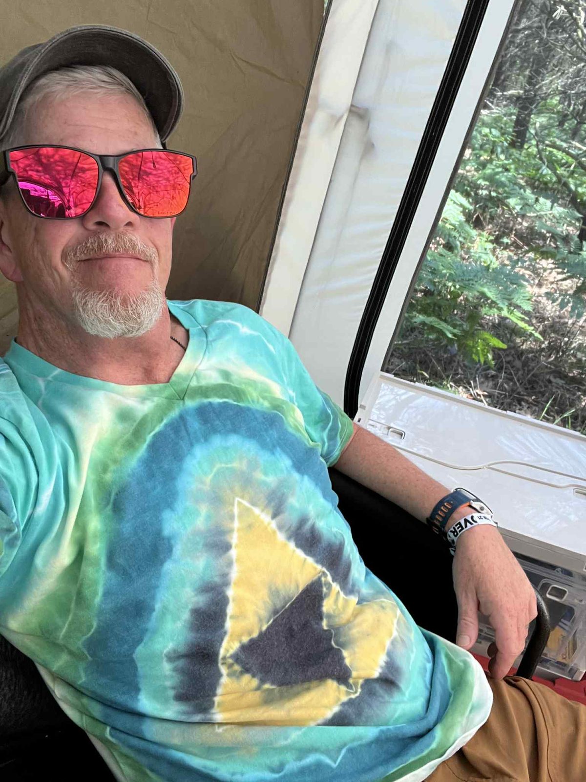 Customer wearing a SnowyBones tie-dye