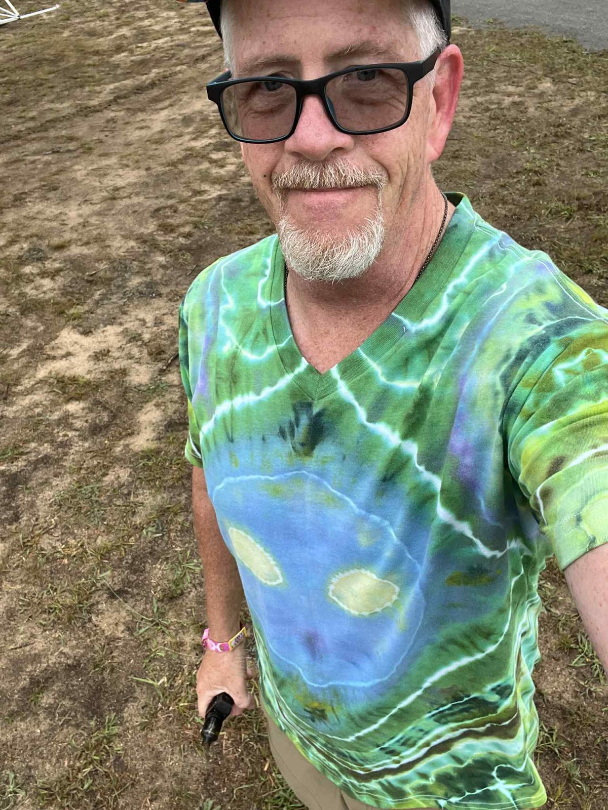 Customer wearing a SnowyBones tie-dye