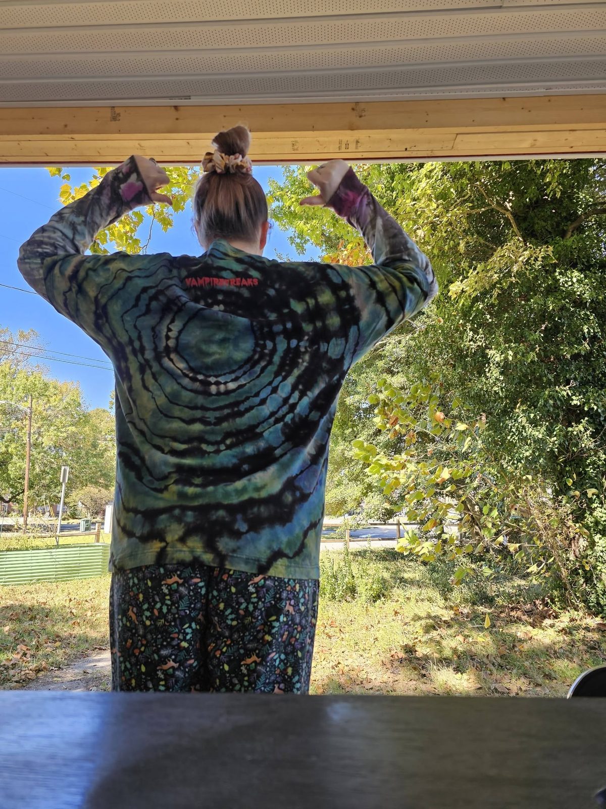 Customer wearing a SnowyBones tie-dye